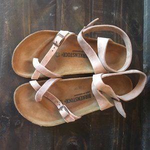 Birkenstock Yara Sandals Tobacco Brown Ankle Strap Oiled Leather 39 Regular NWOT